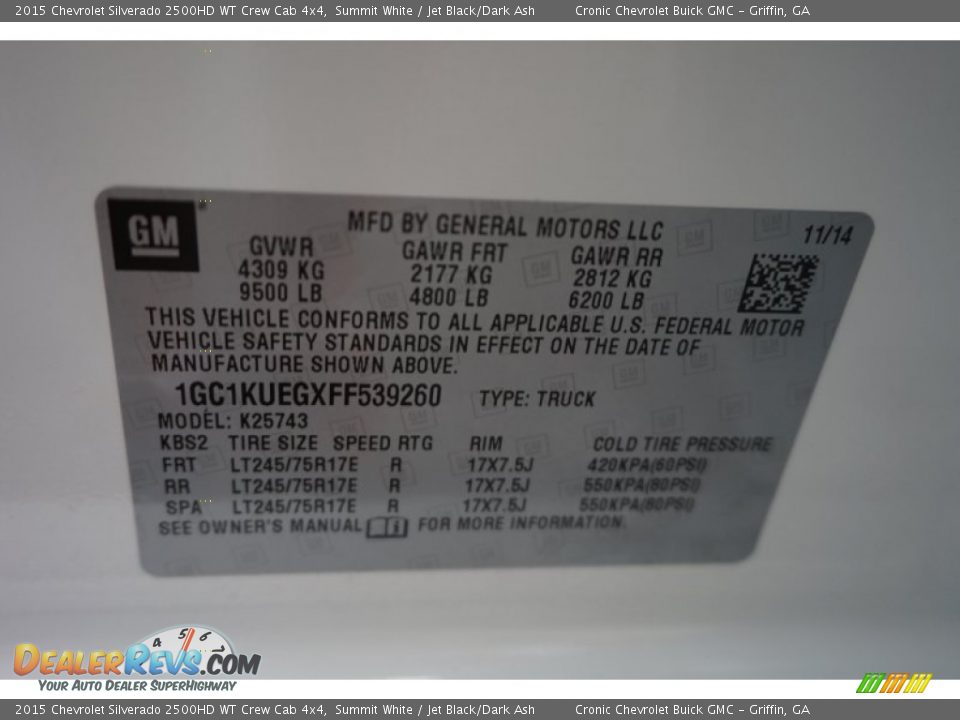 2015 Chevrolet Silverado 2500HD WT Crew Cab 4x4 Summit White / Jet Black/Dark Ash Photo #14