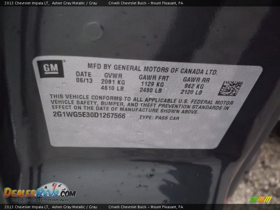 2013 Chevrolet Impala LT Ashen Gray Metallic / Gray Photo #34
