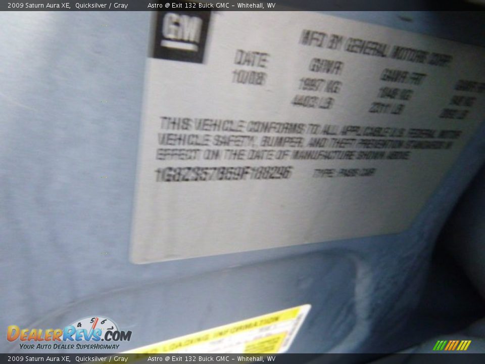2009 Saturn Aura XE Quicksilver / Gray Photo #16