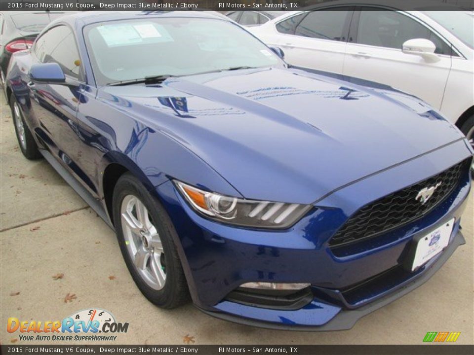 2015 Ford Mustang V6 Coupe Deep Impact Blue Metallic / Ebony Photo #1