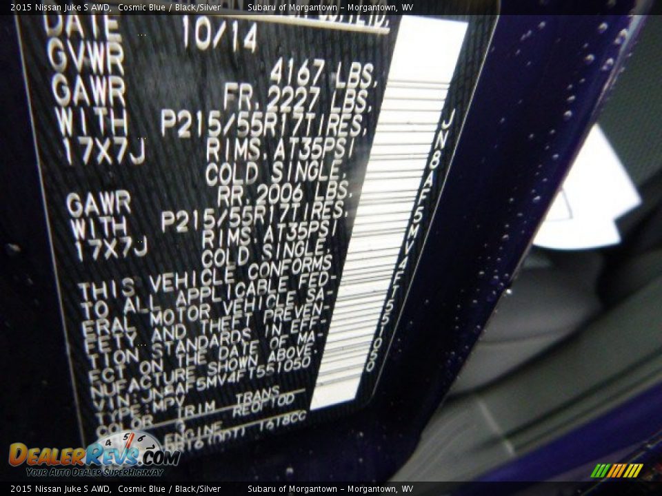 2015 Nissan Juke S AWD Cosmic Blue / Black/Silver Photo #18