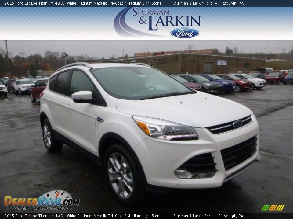 2015 Ford Escape Titanium 4WD White Platinum Metallic Tri-Coat / Medium Light Stone Photo #1