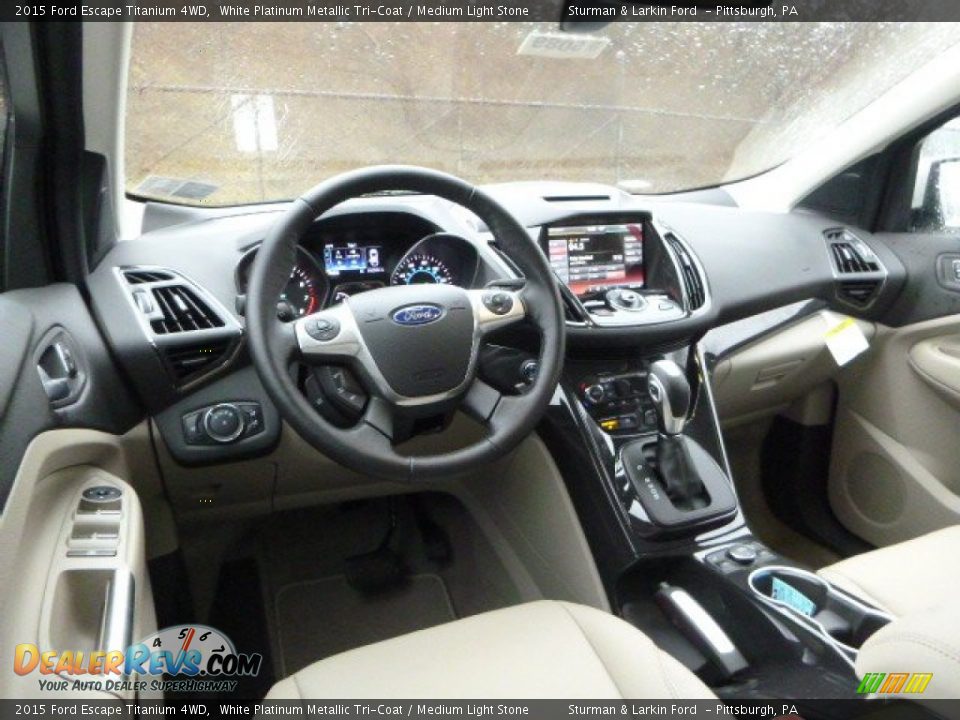 2015 Ford Escape Titanium 4WD White Platinum Metallic Tri-Coat / Medium Light Stone Photo #9