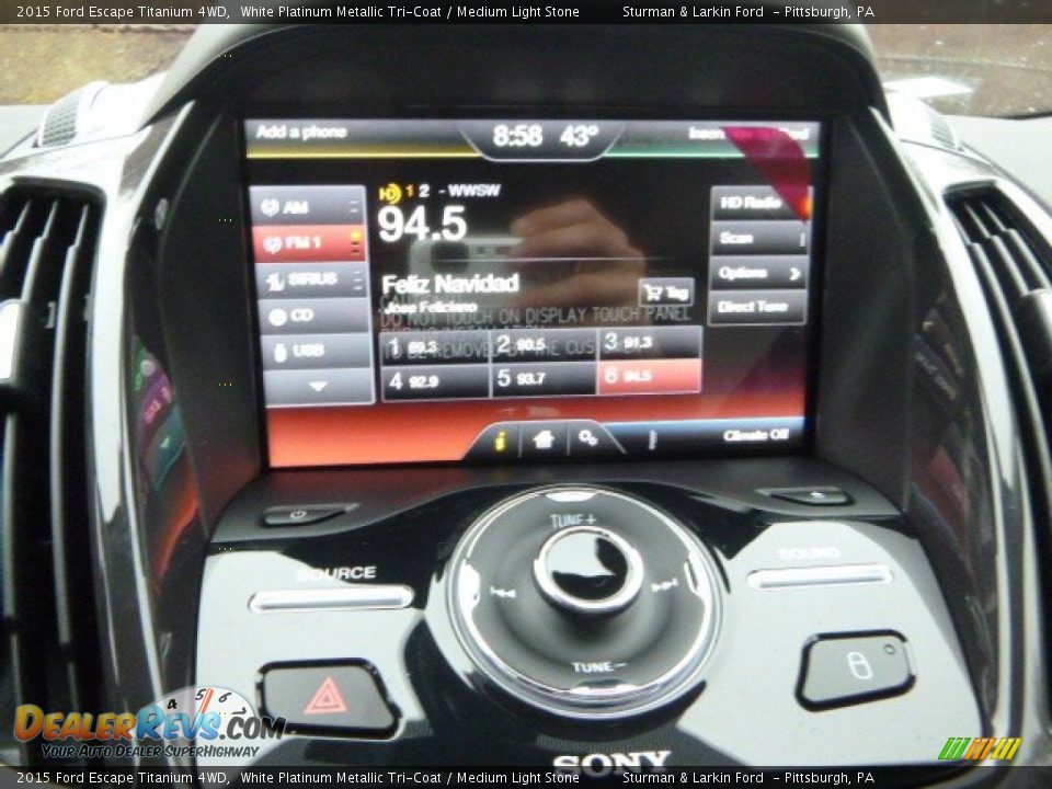 2015 Ford Escape Titanium 4WD White Platinum Metallic Tri-Coat / Medium Light Stone Photo #13