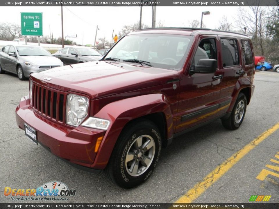 2009 Jeep Liberty Sport 4x4 Red Rock Crystal Pearl / Pastel Pebble Beige Mckinley Leather Photo #1