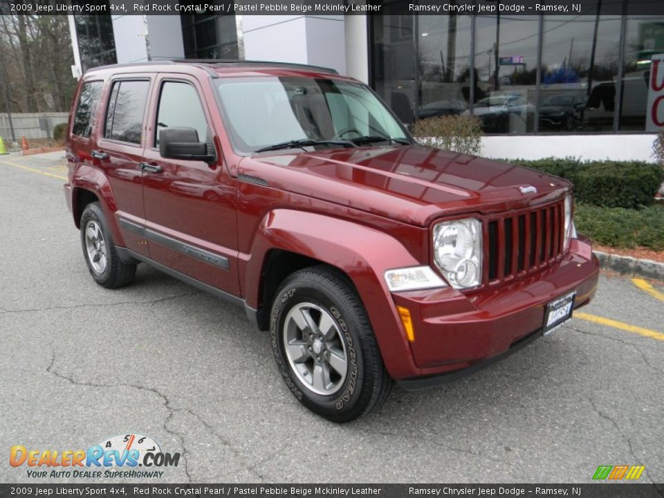 2009 Jeep Liberty Sport 4x4 Red Rock Crystal Pearl / Pastel Pebble Beige Mckinley Leather Photo #4