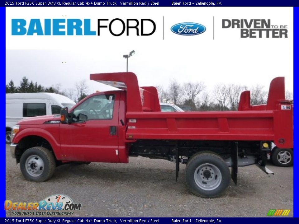 2015 Ford F350 Super Duty XL Regular Cab 4x4 Dump Truck Vermillion Red / Steel Photo #1