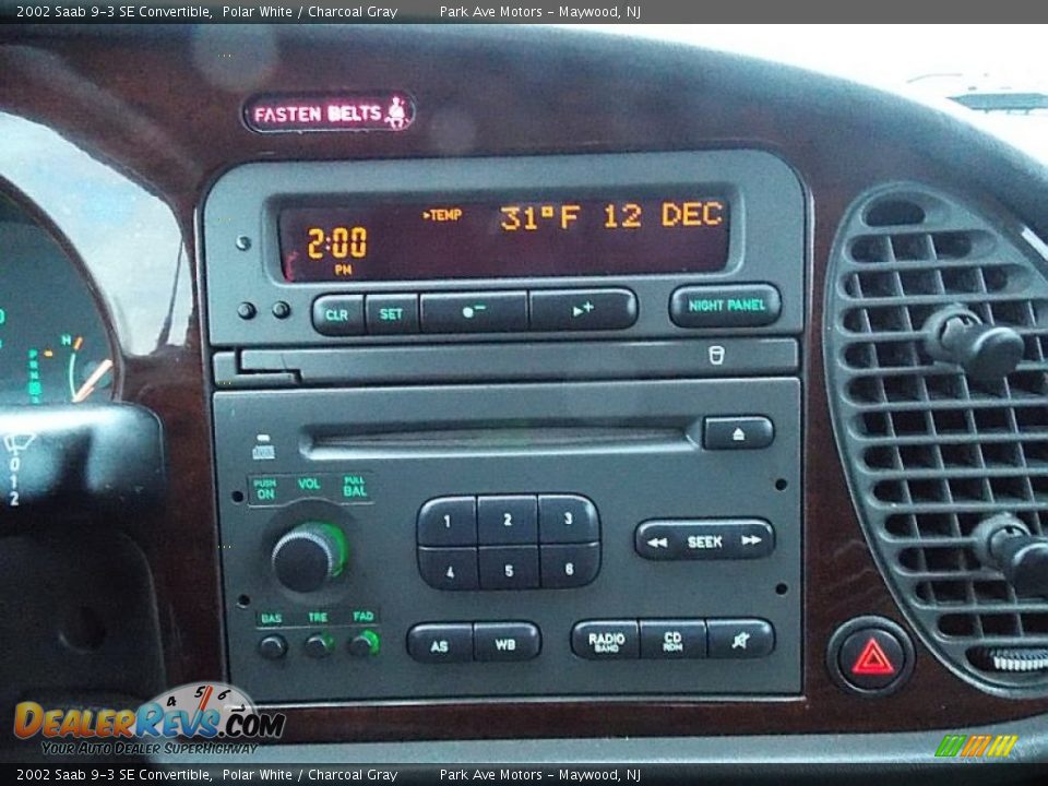 2002 Saab 9-3 SE Convertible Polar White / Charcoal Gray Photo #28