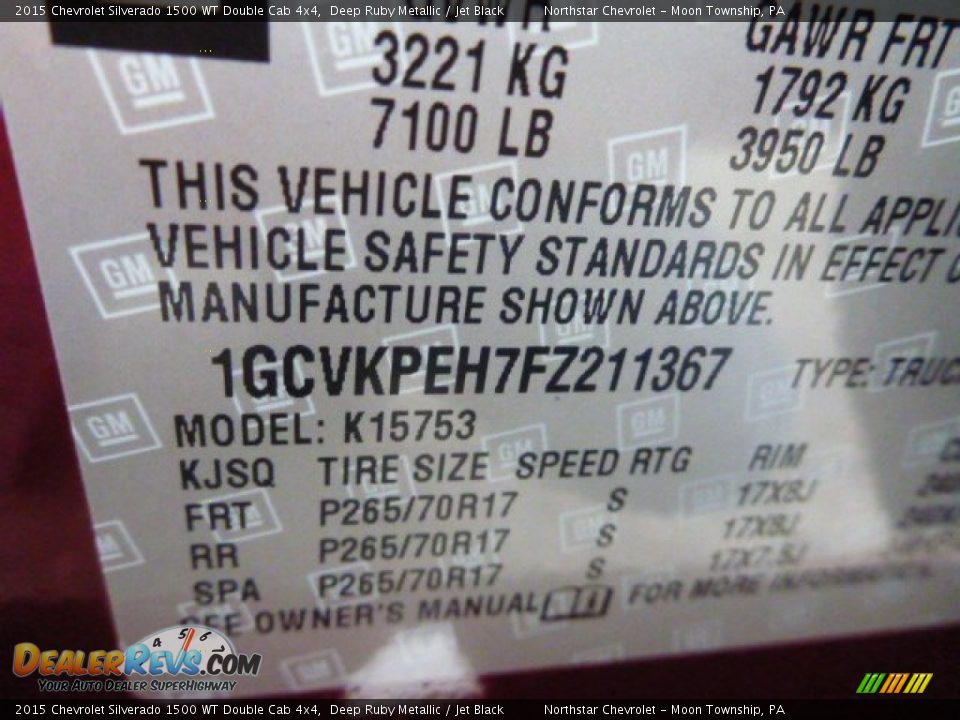 2015 Chevrolet Silverado 1500 WT Double Cab 4x4 Deep Ruby Metallic / Jet Black Photo #15