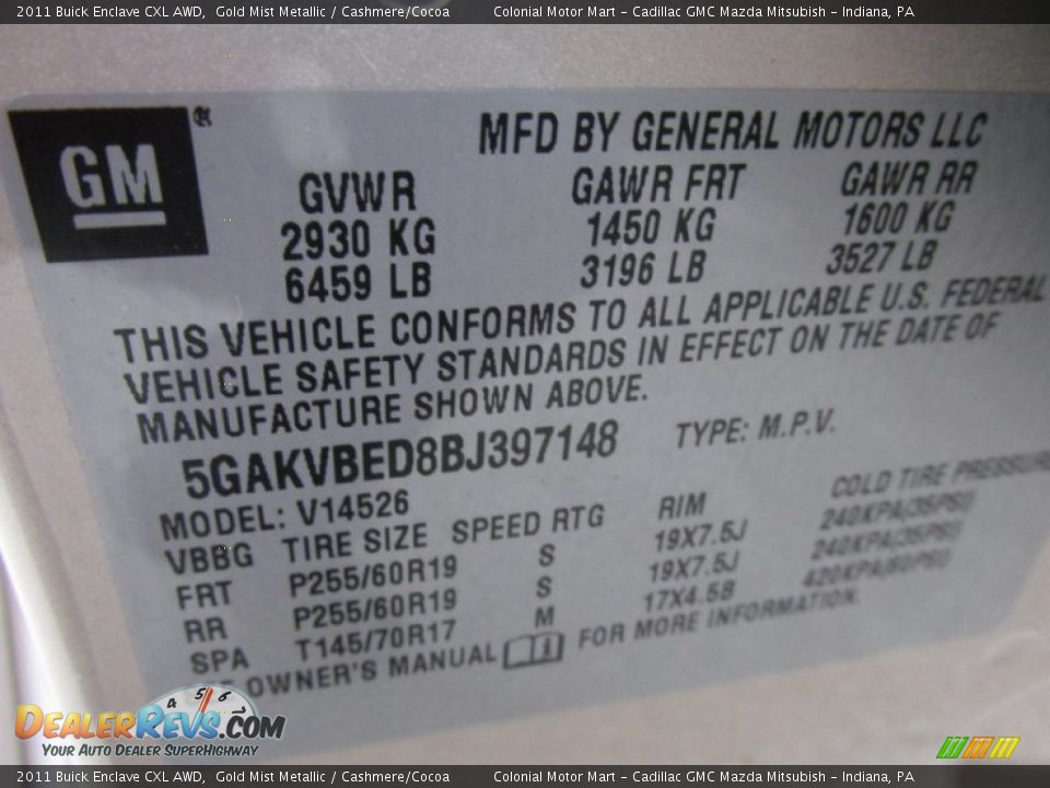 2011 Buick Enclave CXL AWD Gold Mist Metallic / Cashmere/Cocoa Photo #19