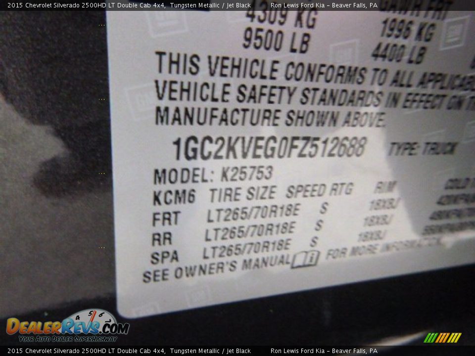 2015 Chevrolet Silverado 2500HD LT Double Cab 4x4 Tungsten Metallic / Jet Black Photo #18