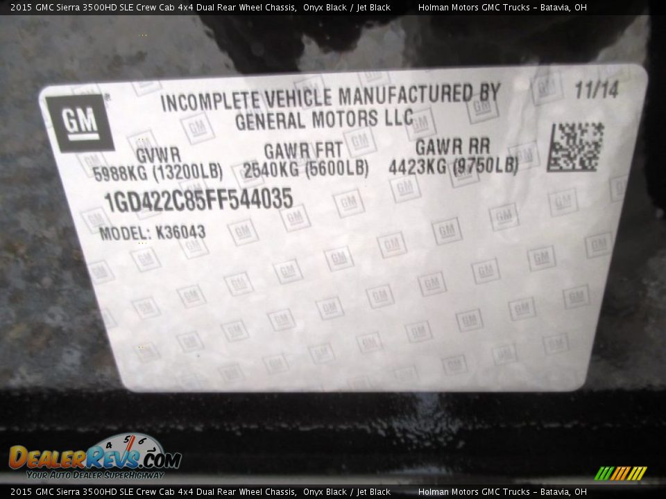 2015 GMC Sierra 3500HD SLE Crew Cab 4x4 Dual Rear Wheel Chassis Onyx Black / Jet Black Photo #8