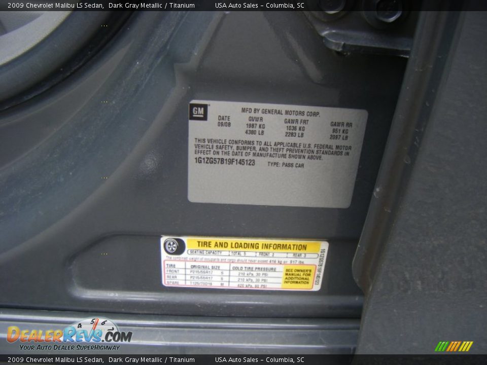 2009 Chevrolet Malibu LS Sedan Dark Gray Metallic / Titanium Photo #21