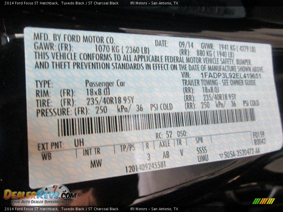 2014 Ford Focus ST Hatchback Tuxedo Black / ST Charcoal Black Photo #18