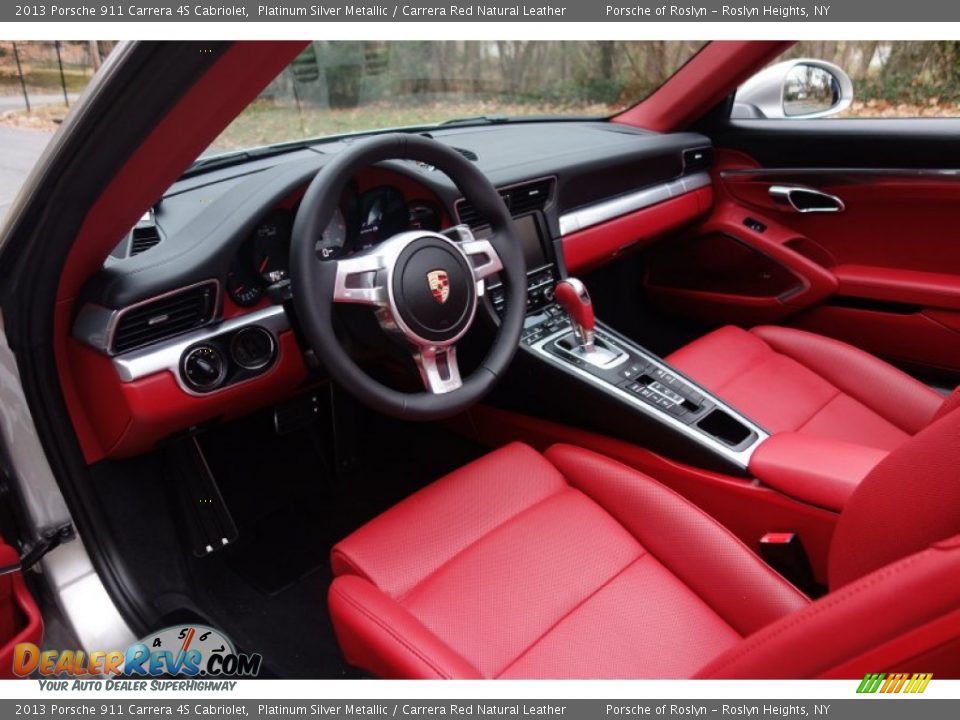 Carrera Red Natural Leather Interior - 2013 Porsche 911 Carrera 4S Cabriolet Photo #13