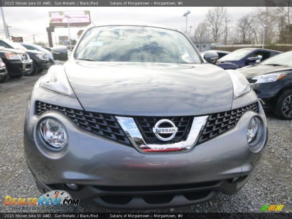 2015 Nissan Juke SV AWD Gun Metallic / Black/Red Photo #2