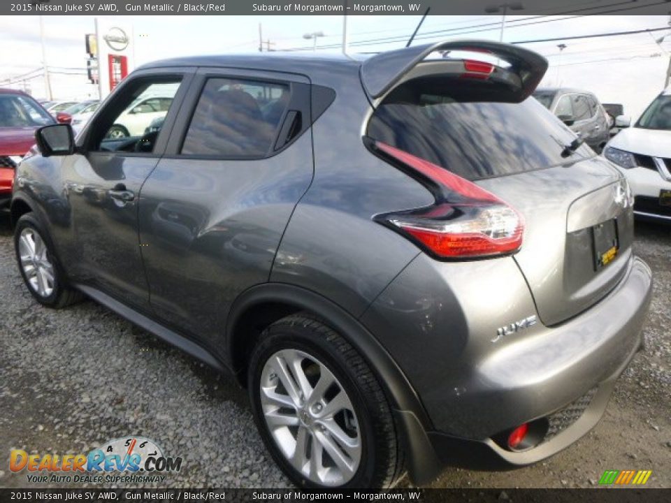2015 Nissan Juke SV AWD Gun Metallic / Black/Red Photo #5