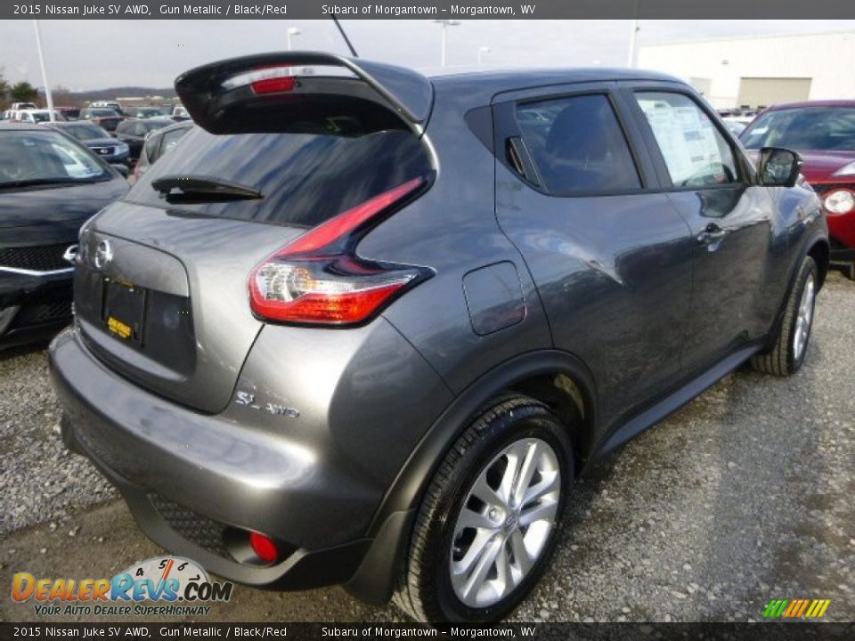 2015 Nissan Juke SV AWD Gun Metallic / Black/Red Photo #7