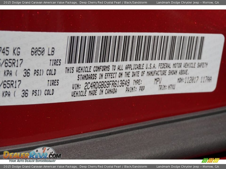 2015 Dodge Grand Caravan American Value Package Deep Cherry Red Crystal Pearl / Black/Sandstorm Photo #9