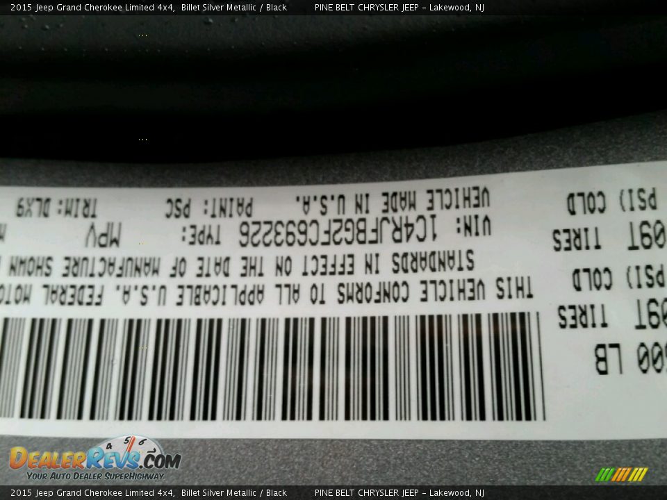 2015 Jeep Grand Cherokee Limited 4x4 Billet Silver Metallic / Black Photo #9