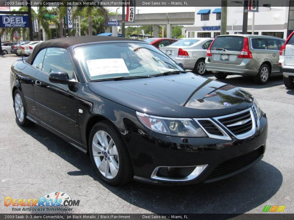 2009 Saab 9-3 Aero Convertible Jet Black Metallic / Black/Parchment Photo #7