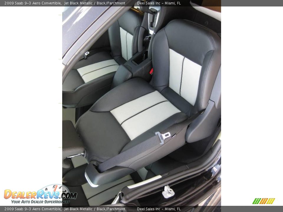 2009 Saab 9-3 Aero Convertible Jet Black Metallic / Black/Parchment Photo #10
