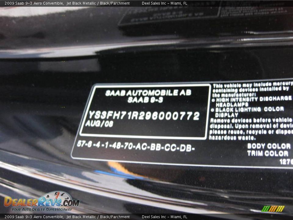 2009 Saab 9-3 Aero Convertible Jet Black Metallic / Black/Parchment Photo #14