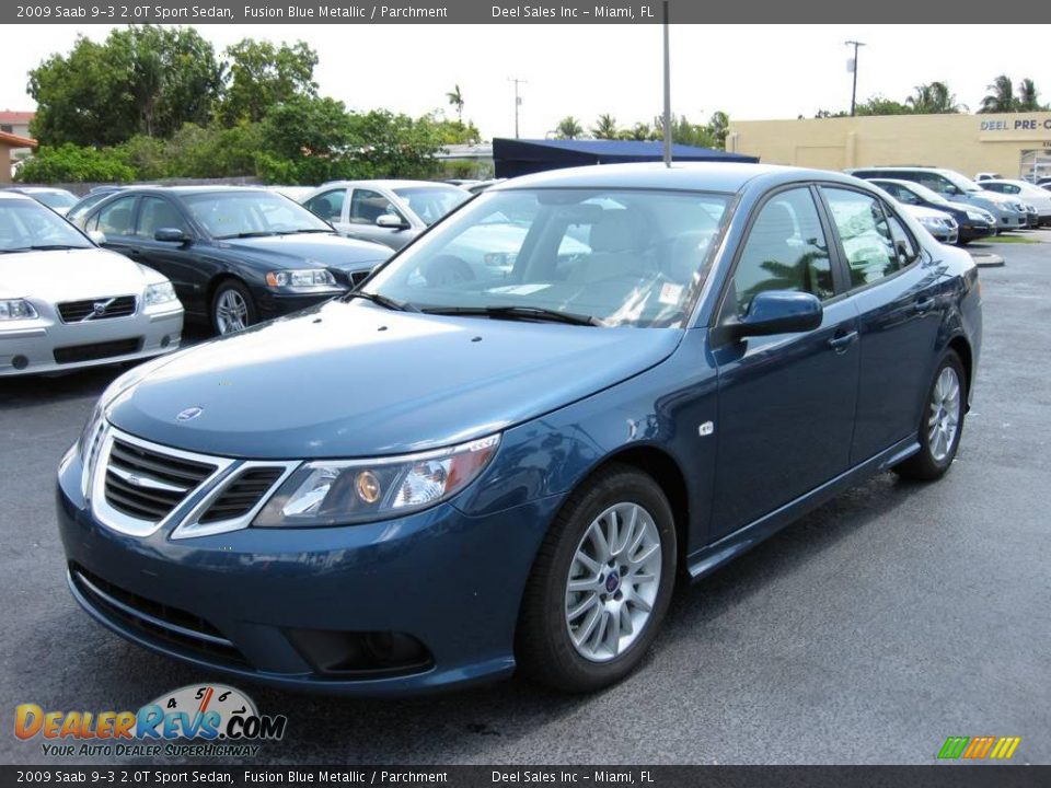 2009 Saab 9-3 2.0T Sport Sedan Fusion Blue Metallic / Parchment Photo #1
