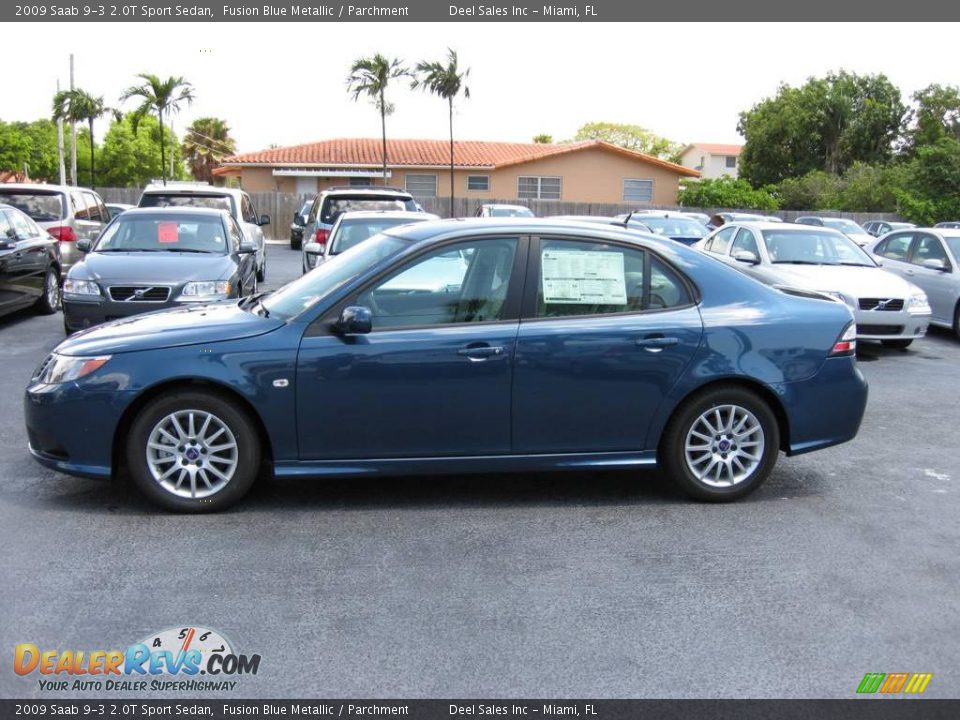 2009 Saab 9-3 2.0T Sport Sedan Fusion Blue Metallic / Parchment Photo #2