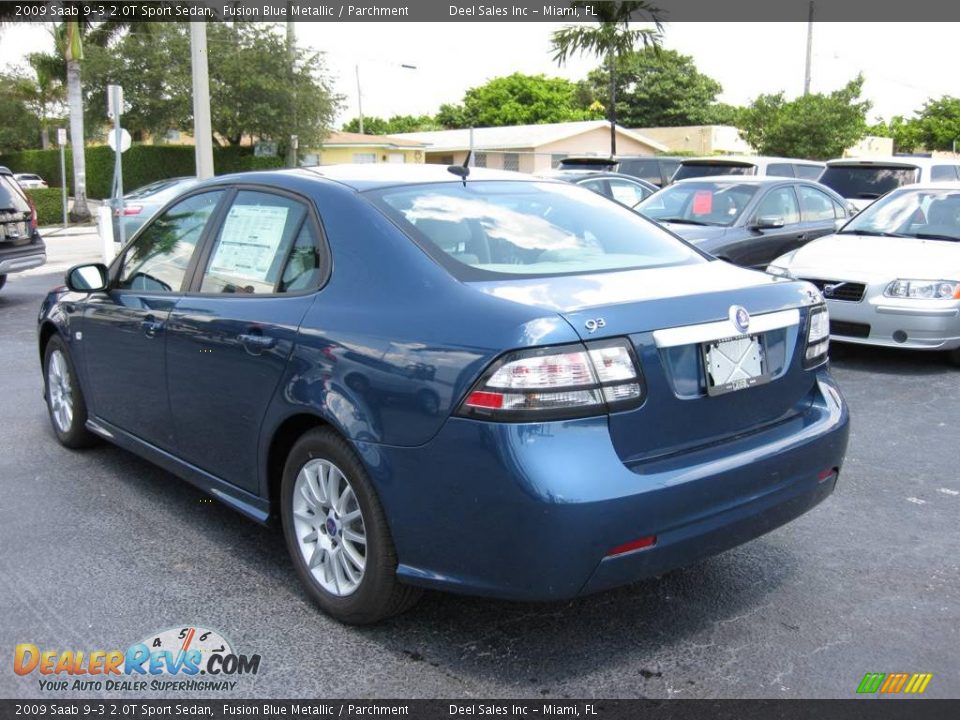 2009 Saab 9-3 2.0T Sport Sedan Fusion Blue Metallic / Parchment Photo #3