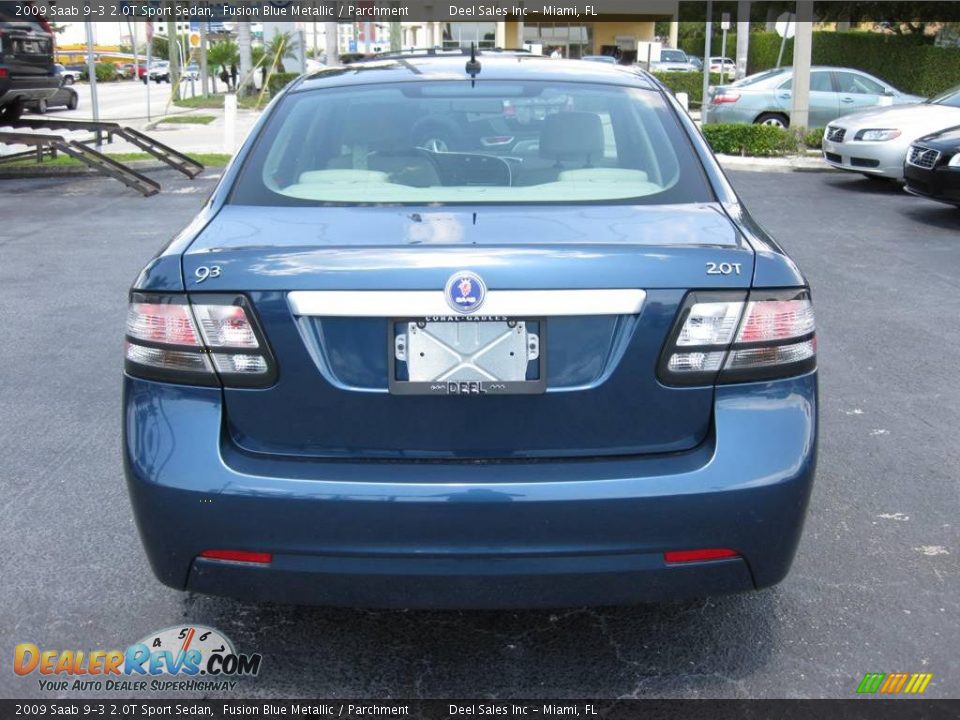2009 Saab 9-3 2.0T Sport Sedan Fusion Blue Metallic / Parchment Photo #4