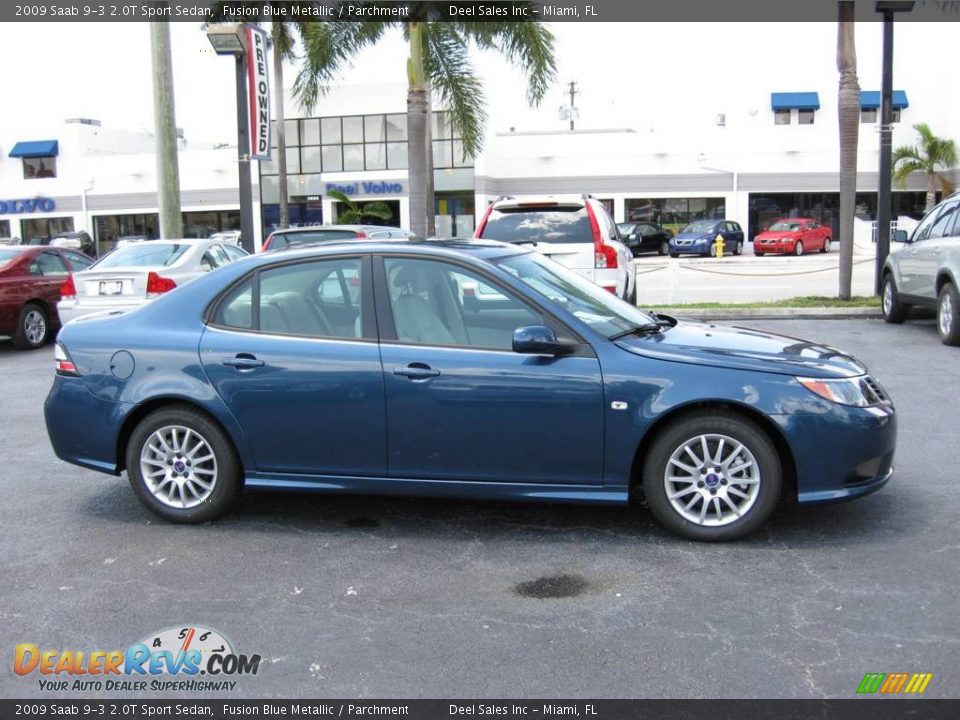 2009 Saab 9-3 2.0T Sport Sedan Fusion Blue Metallic / Parchment Photo #6