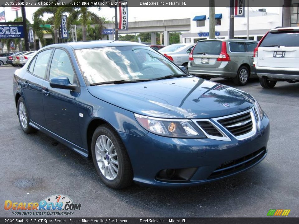 2009 Saab 9-3 2.0T Sport Sedan Fusion Blue Metallic / Parchment Photo #7