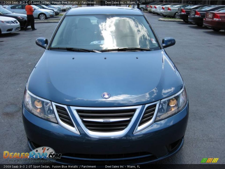 2009 Saab 9-3 2.0T Sport Sedan Fusion Blue Metallic / Parchment Photo #8