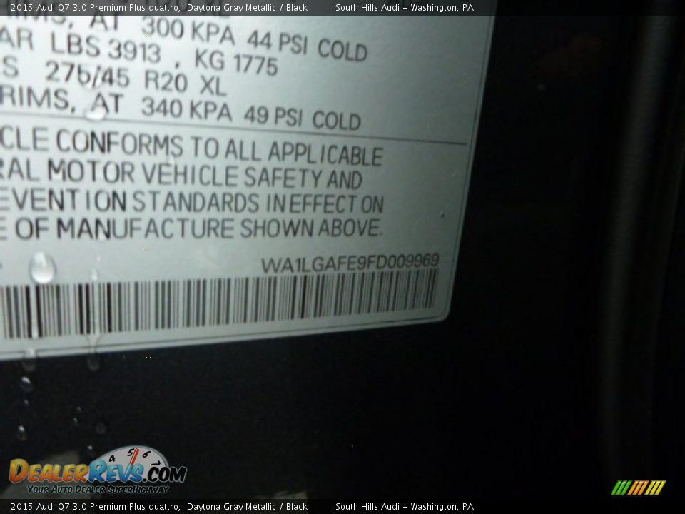 2015 Audi Q7 3.0 Premium Plus quattro Daytona Gray Metallic / Black Photo #13