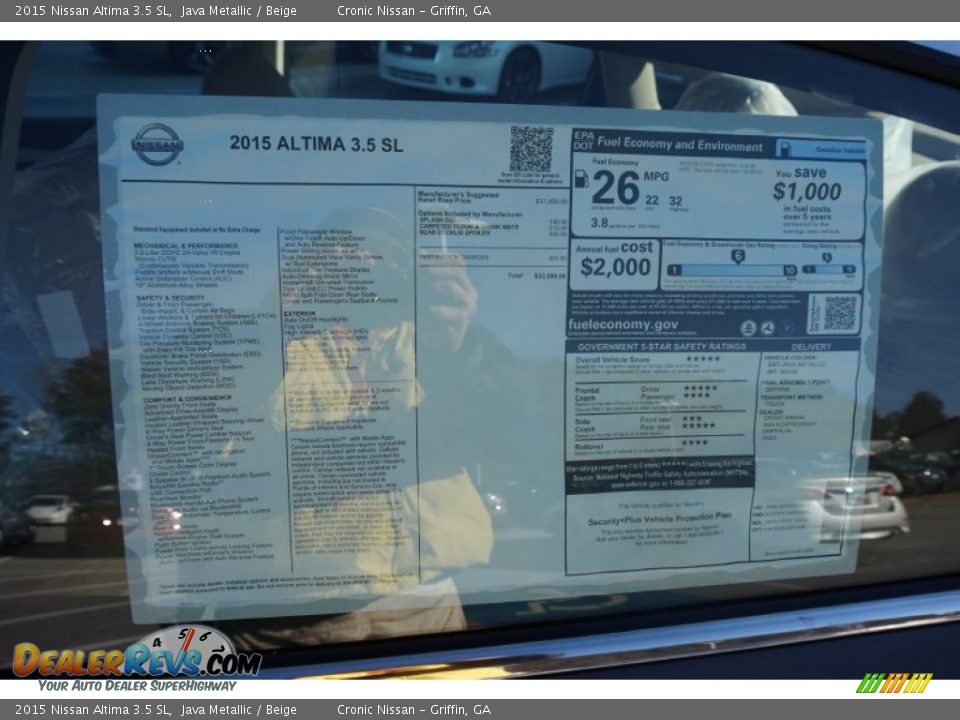 2015 Nissan Altima 3.5 SL Java Metallic / Beige Photo #14