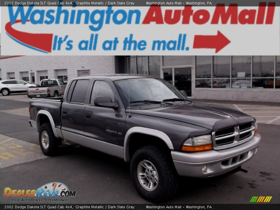 2002 Dodge Dakota SLT Quad Cab 4x4 Graphite Metallic / Dark Slate Gray Photo #1