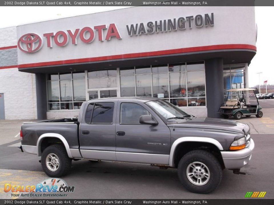 2002 Dodge Dakota SLT Quad Cab 4x4 Graphite Metallic / Dark Slate Gray Photo #2
