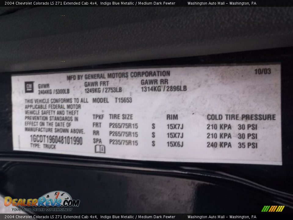 2004 Chevrolet Colorado LS Z71 Extended Cab 4x4 Indigo Blue Metallic / Medium Dark Pewter Photo #19