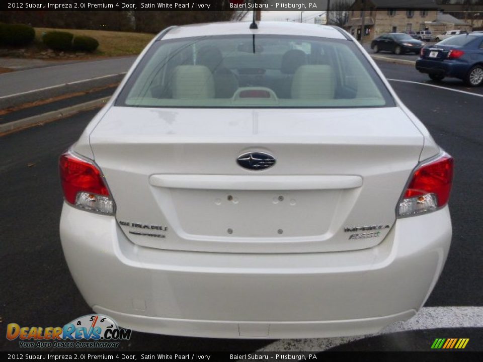 2012 Subaru Impreza 2.0i Premium 4 Door Satin White Pearl / Ivory Photo #4