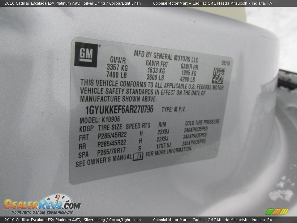 2010 Cadillac Escalade ESV Platinum AWD Silver Lining / Cocoa/Light Linen Photo #14