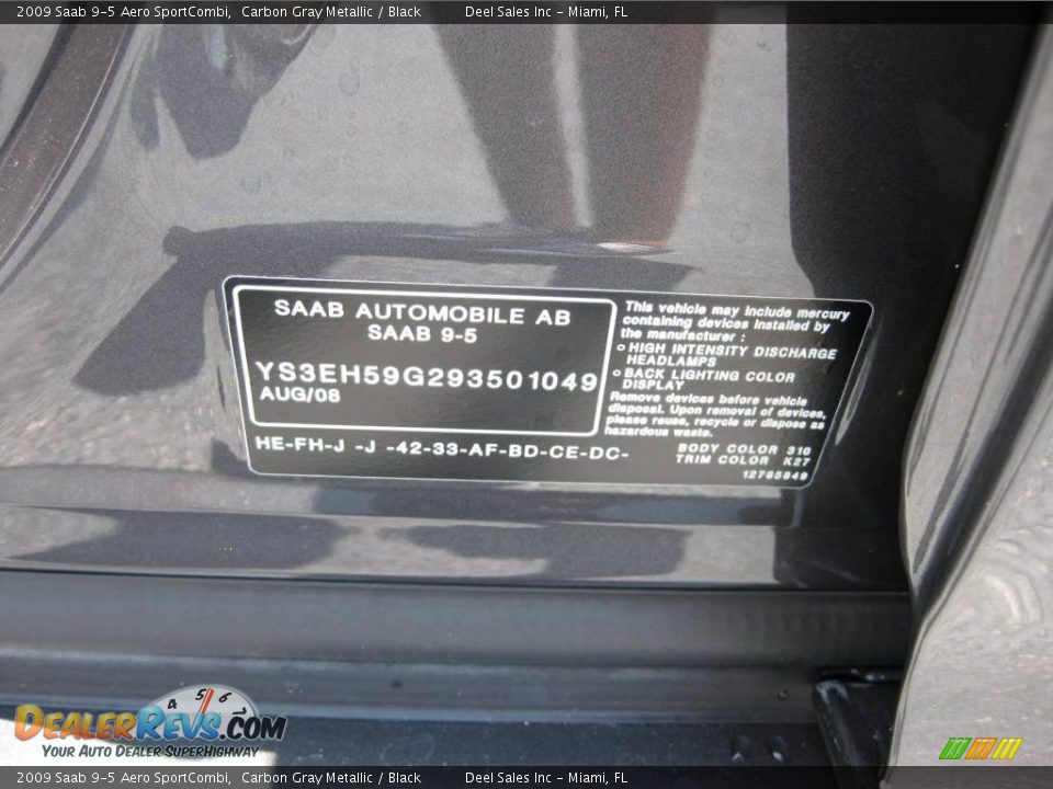 2009 Saab 9-5 Aero SportCombi Carbon Gray Metallic / Black Photo #14