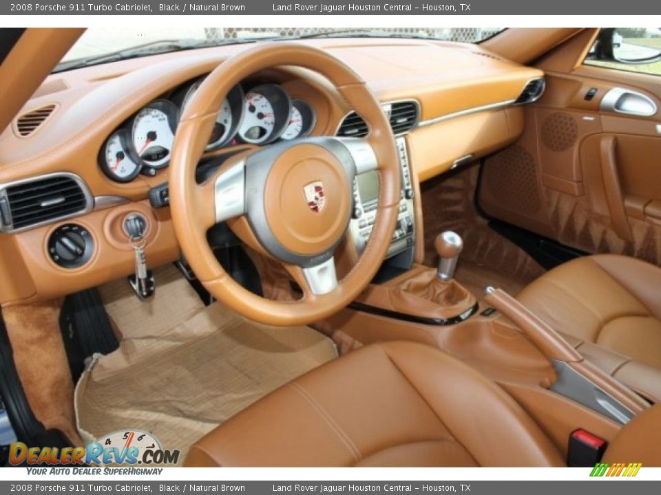 2008 Porsche 911 Turbo Cabriolet Black / Natural Brown Photo #22