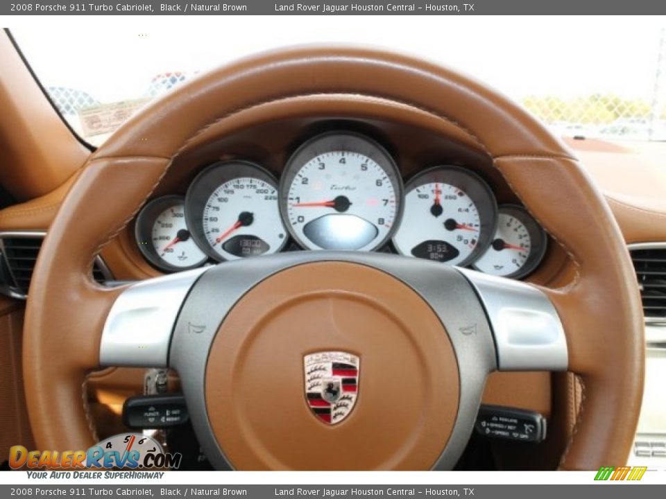 2008 Porsche 911 Turbo Cabriolet Black / Natural Brown Photo #31