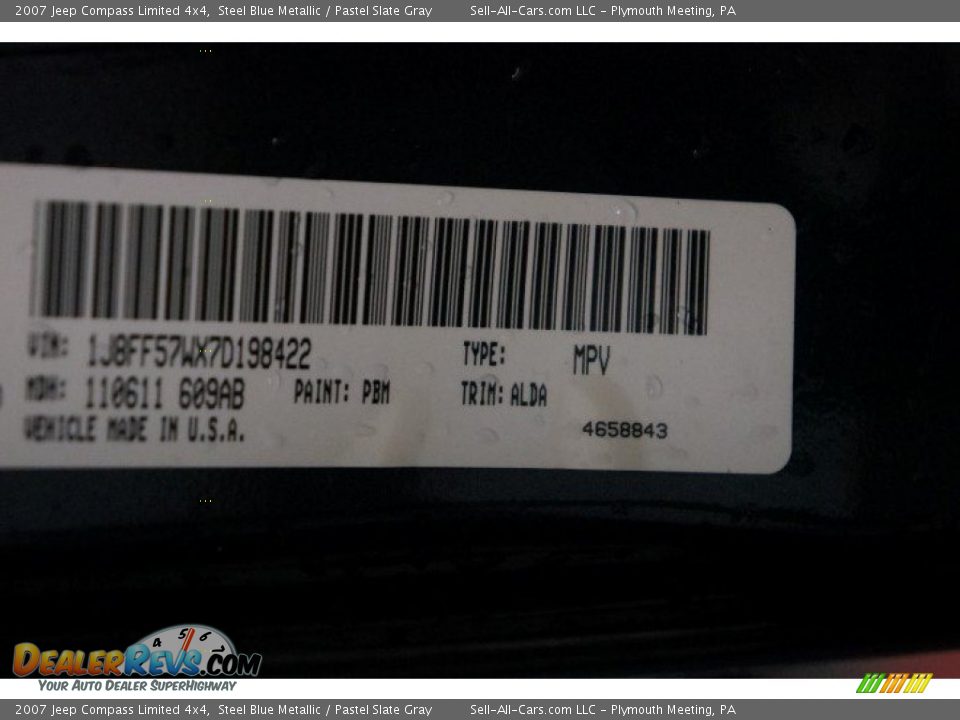 2007 Jeep Compass Limited 4x4 Steel Blue Metallic / Pastel Slate Gray Photo #14