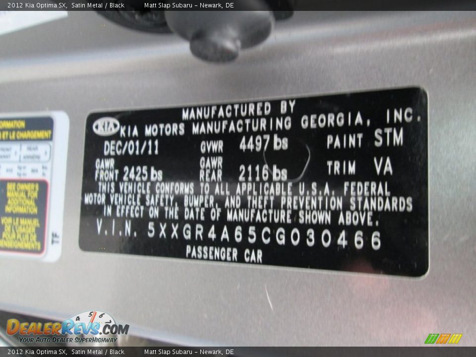 2012 Kia Optima SX Satin Metal / Black Photo #28