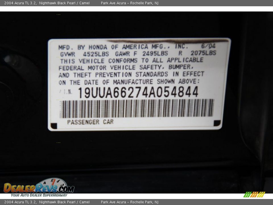 2004 Acura TL 3.2 Nighthawk Black Pearl / Camel Photo #34