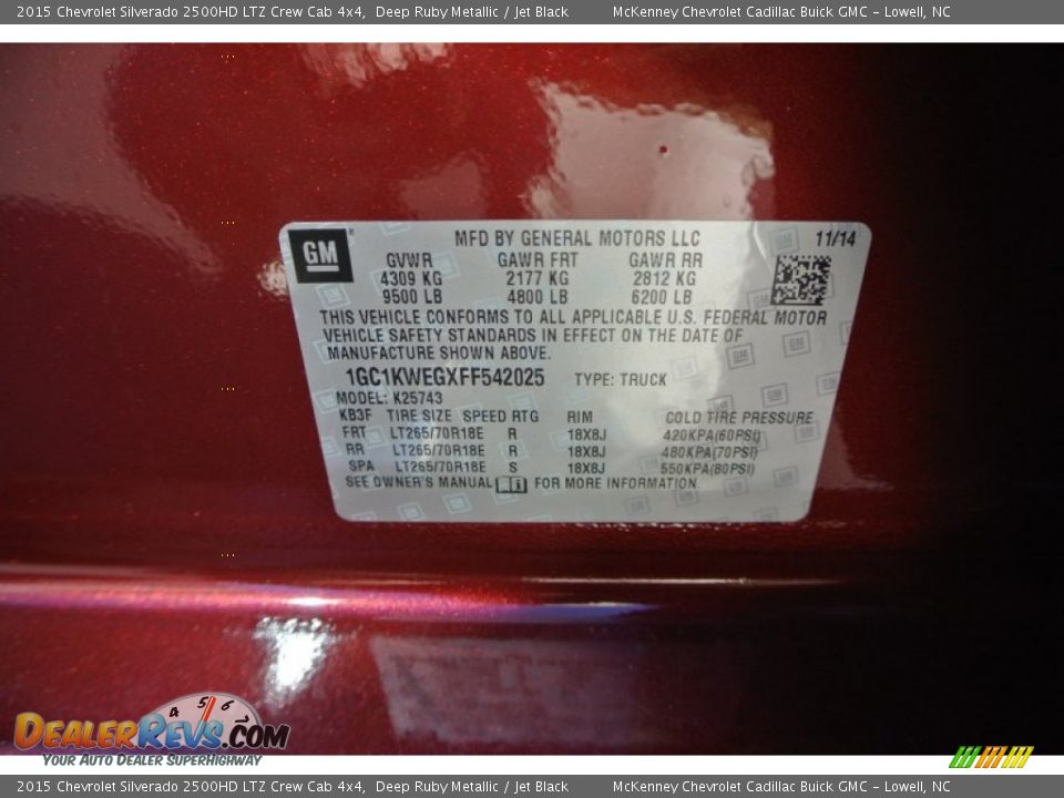 2015 Chevrolet Silverado 2500HD LTZ Crew Cab 4x4 Deep Ruby Metallic / Jet Black Photo #7