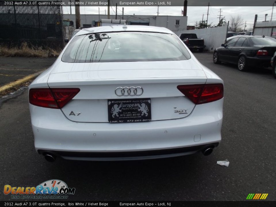 2012 Audi A7 3.0T quattro Prestige Ibis White / Velvet Beige Photo #5
