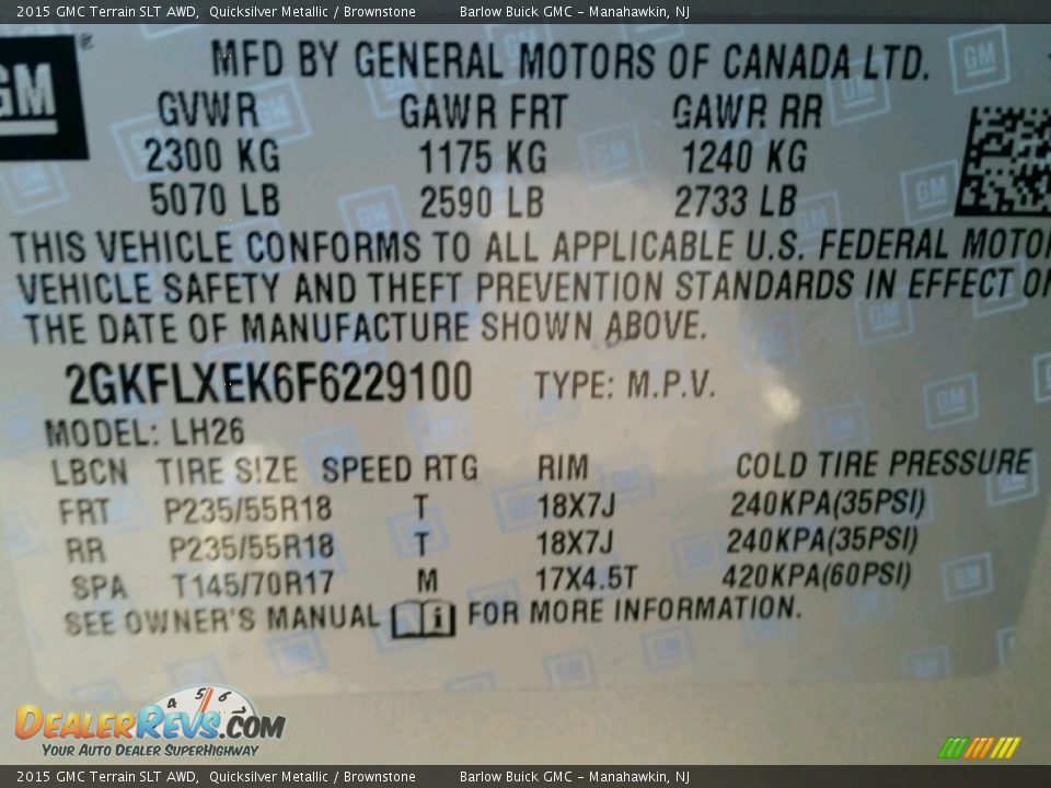 2015 GMC Terrain SLT AWD Quicksilver Metallic / Brownstone Photo #9